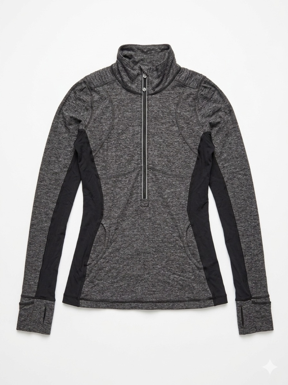 lululemon athletica Heathered Charcoal and Black Half-Zip Pullover